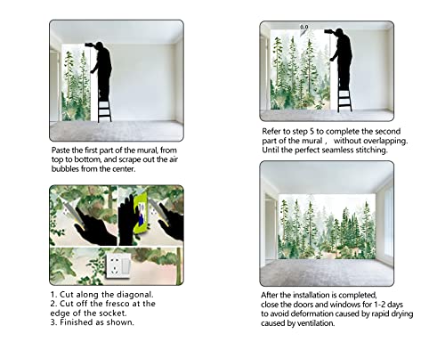 Boys or Girls Cartoon Pine Tree Forest wallpeper Nursery Kids Bedroom wall Mural (91.2 Sq Ft)