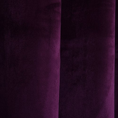 Set of 2 Blackout Velvet Energy Efficient Grommet Curtain Panel Drapes Lavender Purple 52Wx84L
