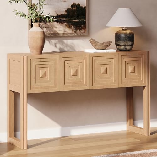 55" Carved Console Table with 3 Soft