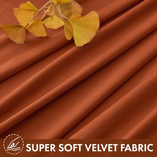 Fall Burnt Orange Blackout Velvet Curtains 108 Inch Long 52"x108" (2 Count)