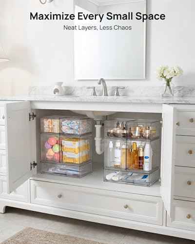 Clear Stackable Storage Drawers Set of 7 (7 Count)