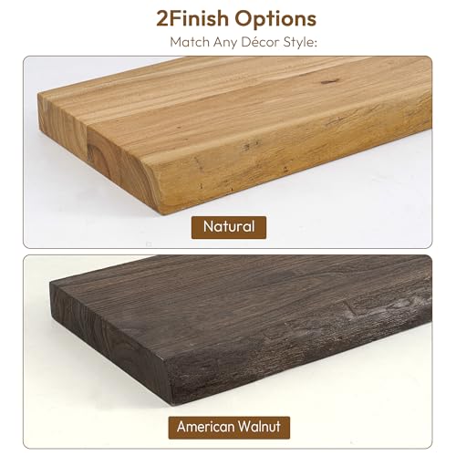 Wood Floating Shelves Live Edge 24” Set of 2 (2 Count)