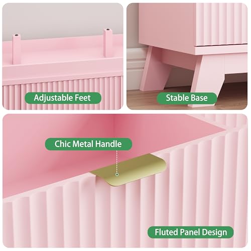 Fluted Dresser for Bedroom with 9 Drawers