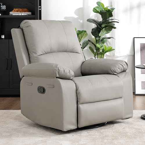 360° Swivel Rocking Leather Recliner Chair for Adults