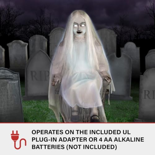 4.0 Ft. Sitting Tombstone Girl Animatronic by Tekky