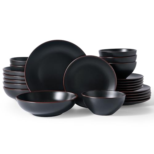 Venus Stoneware Dinnerware Sets with Pasta Bowls (24 Count)