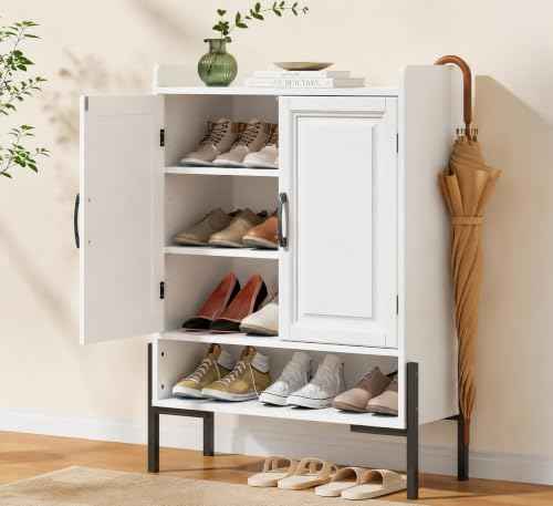 Farmhouse Shoe Cabinet with Doors