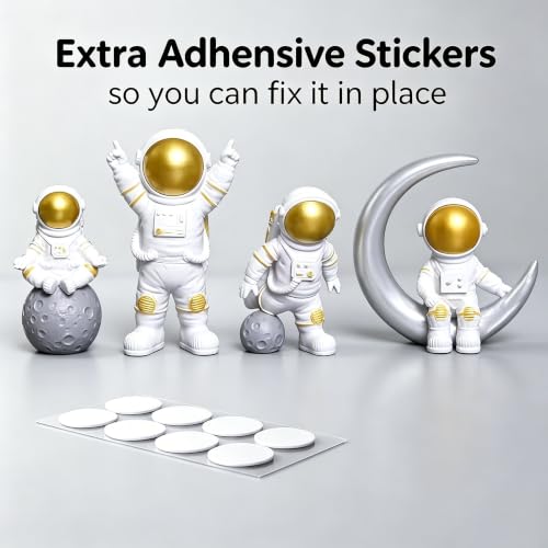 Gold White Astronaut Figurines Statues Set of 4 (4 Count)