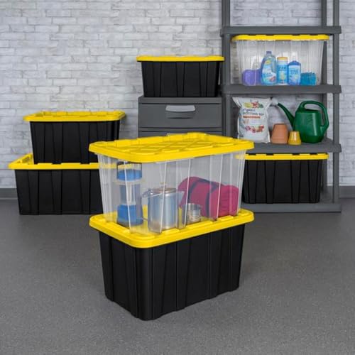 Industrial Storage Tote with Lids for Garage (12 Count)