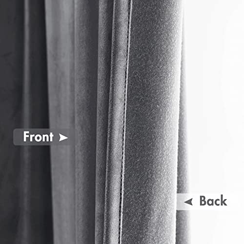 Grey Blackout Velvet Curtains Drapes 90 Inch Long 52"x90" Bedroom (2 Count)