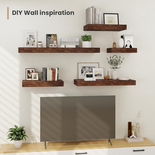12 x 12 Deep Floating Shelves Wall Mounted Set of 2 Rustic Brown (2 Count)