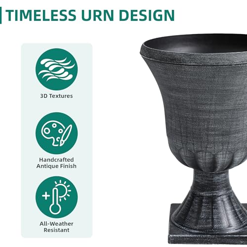 Autodaya 22" Tall Urn Planters for Outdoor Plants Set of 2 Large Flower Pot (2 Count)