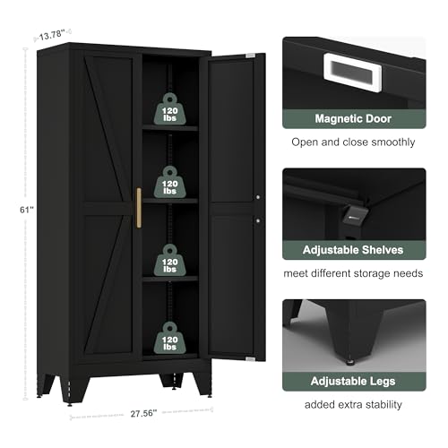 61" Tall Farmhouse Metal Pantry Cabinet