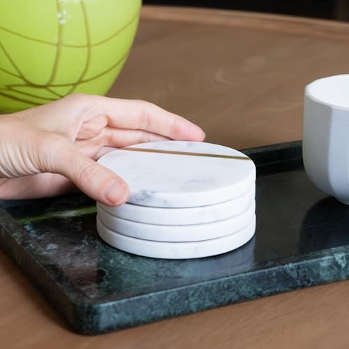 Marble Coasters with Gold Brass Inlay (6 Count)