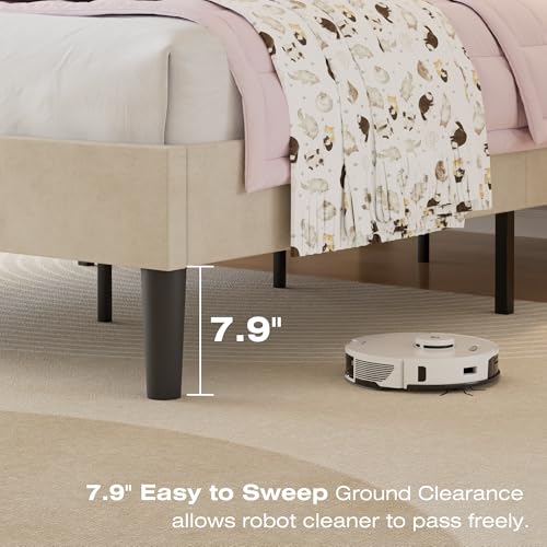 Twin Size Bed Frame with Upholstered Headboard