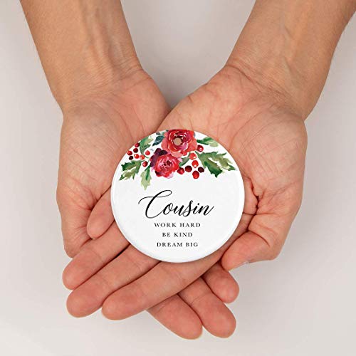 Round Ceramic Porcelain Christmas Tree Ornament Keepsake Gift for Cousins