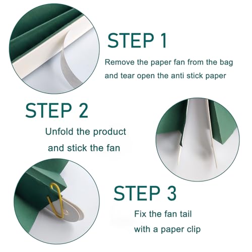 Green Birthday Decorations Dark Green Paper Fans Set Hanging Decor 12in (30 Count)
