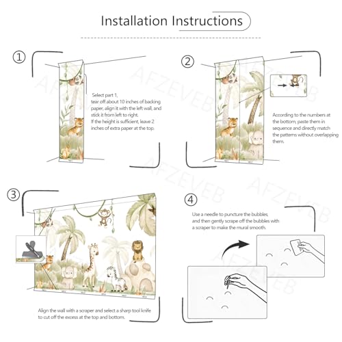 Safari Wallpaper Peel and Stick Animal Walls Mural for Nursery