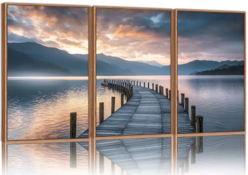 Sunset Lake Framed Canvas Wall Art Set