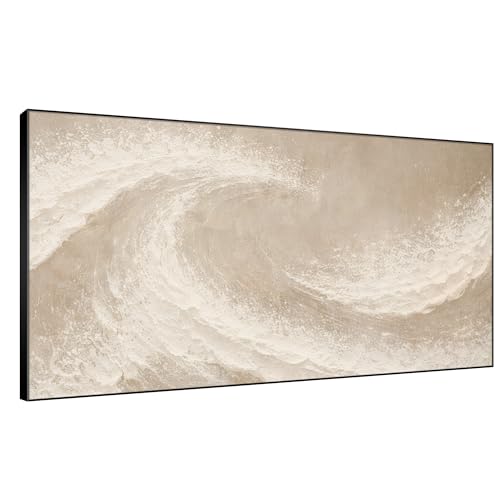 36"x72" Extra Large Framed Wall Art Soft Sand Wave Abstract Neutral Illustration for Home Living Room Bedroom Decor