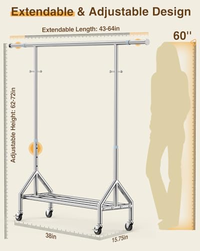 Upgraded 100% Stainless Steel Clothing Rack Load 760LBS