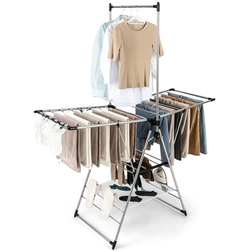 Foldable Clothes Drying Rack with 6