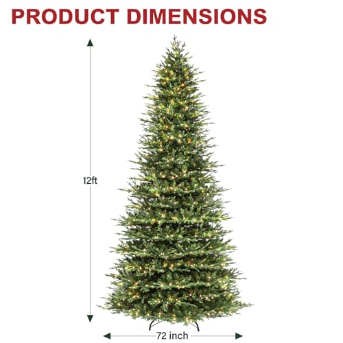 12 ft Prelit Artificial Christmas Tree with 850 Warm White LEDs