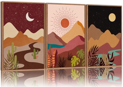 Boho Desert Framed Canvas Wall Art Set of 3 (3 Count)