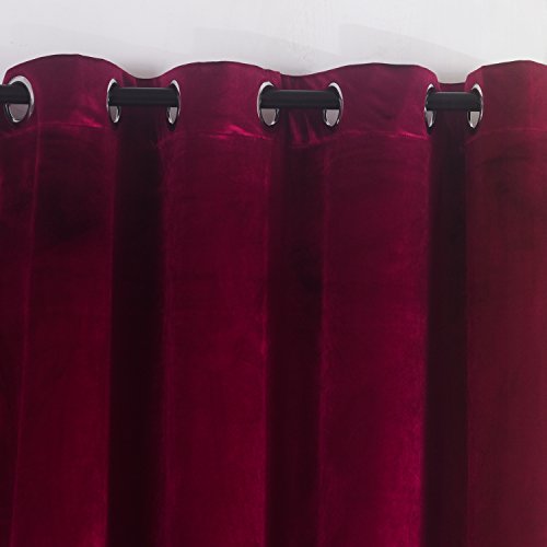 Set of 2 Heavy Velvet Flannel Blackout Window Curtains Drapes with Top Grommet Draperies Eyelet 52 Inches Wide by 120 Inches Long