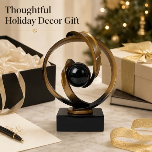Modern Black Gold Abstract Sculpture for Office Desk Living Room Decor