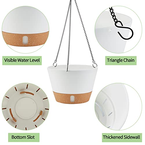 2 Pack 10 Inch Hanging Planters for Indoor Outdoor Plants
