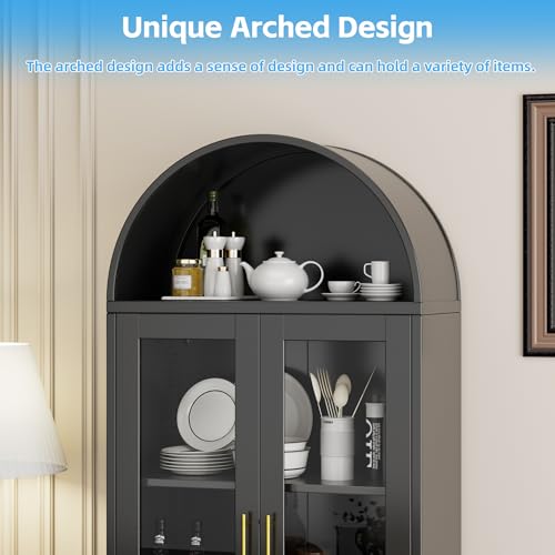Arched Cabinet with Glass Doors