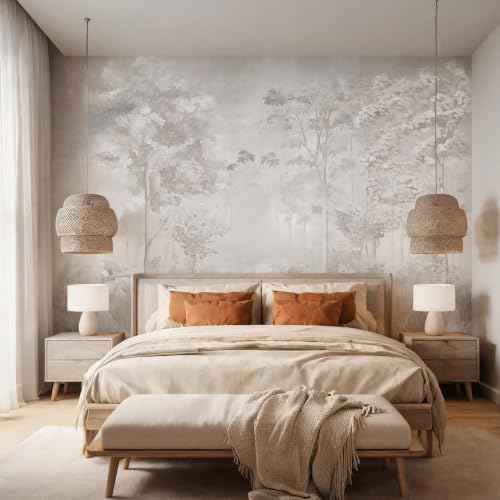 Neutral Forest Peel and Stick Wallpaper Jungle Landscape Mural