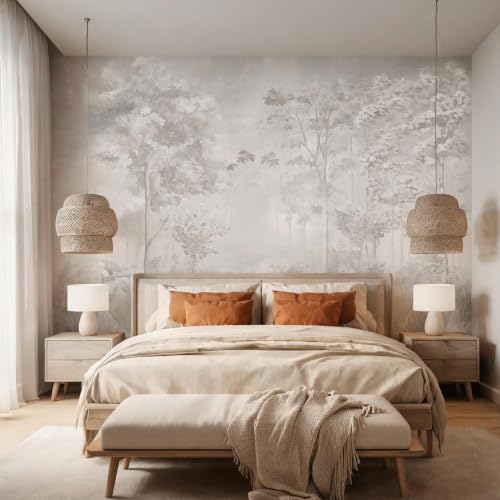 Neutral Forest Peel and Stick Wallpaper Jungle Landscape Mural