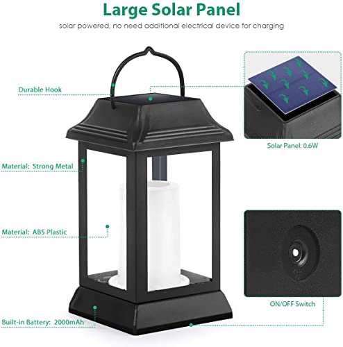 Flickering Flame Solar Lights Outdoor Metal Hanging Lantern (2 Count)