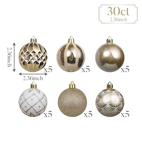30ct Christmas Tree Decorations Ball Ornaments 2.36 Inches (30 Count)