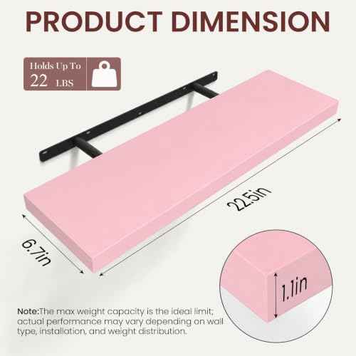 Pink Floating Shelves 22.5in