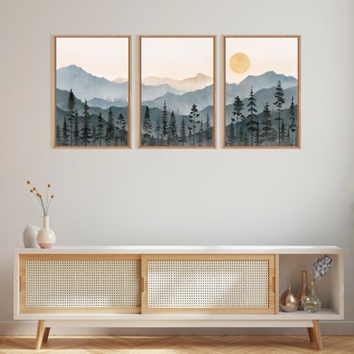 Boho Mountain Framed Canvas Wall Art Set (3 Count)