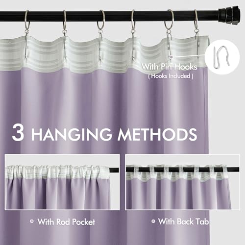 Lilac Back Tab Blackout Curtains 52x120 Inch Long 2 Panels Set (2 Count)