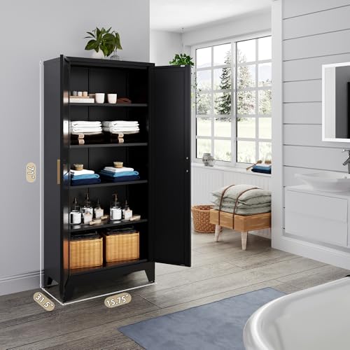 71'' Farmhouse Metal Storage Cabinet with Barn Doors