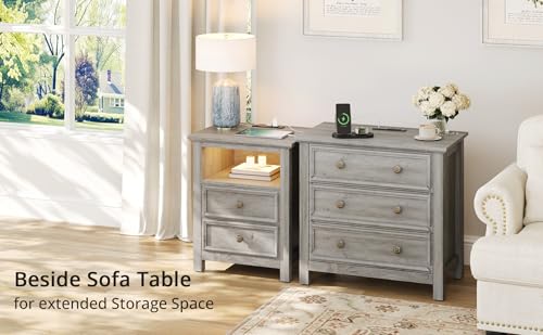 Large Nightstand with Charger Station