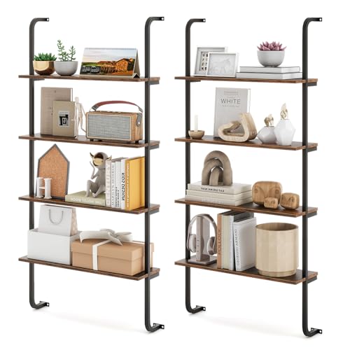 4 Tier Industrial Bookshelf Set of 2 (2 Count)