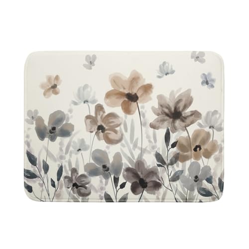 Floral Dish Drying Mat for Kitchen Counter Watercolor Cute Flower Super Absorbent Reversible Microfiber Kitchen Countertop Protector Dishes Pad Large 18x24 inch