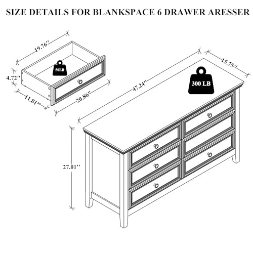 White 6 Drawer Dresser