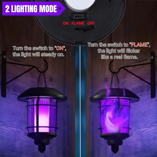 Solar Purple Flame Wall Lanterns (2 Count)