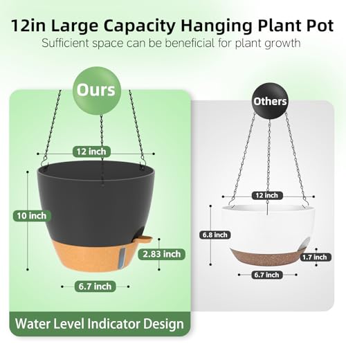 12 Inch Hanging Planters for Indoor Outdoor Plants (2 Count)