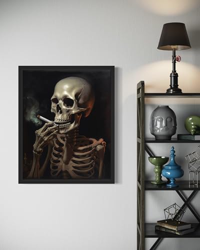 Skull Smoking Ciggarettes Poster Art Print
