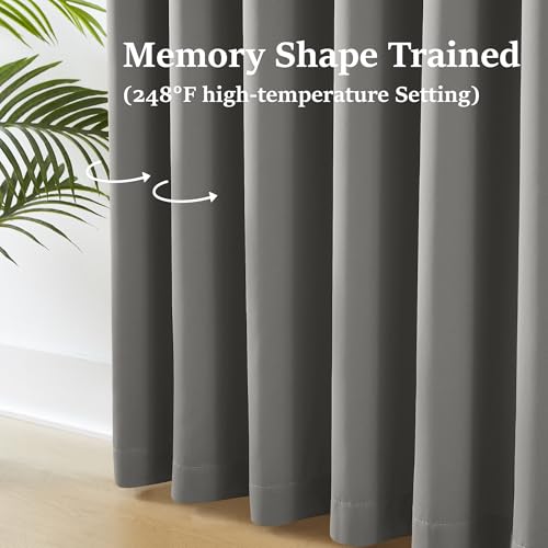 102 Inch Gray Curtains Blackout Drapes for Living Room (2 Count)