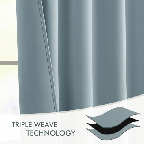 Slate Blue Back Tab Blackout Curtains 52x90 Inch Long 2 Panels Set (2 Count)