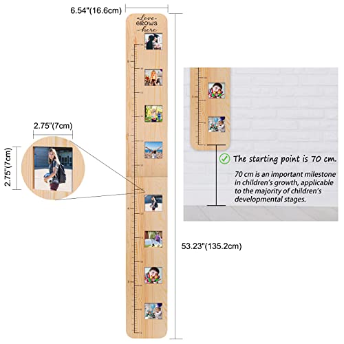 Solid Wood Growth Chart for Kids with Picture Frames